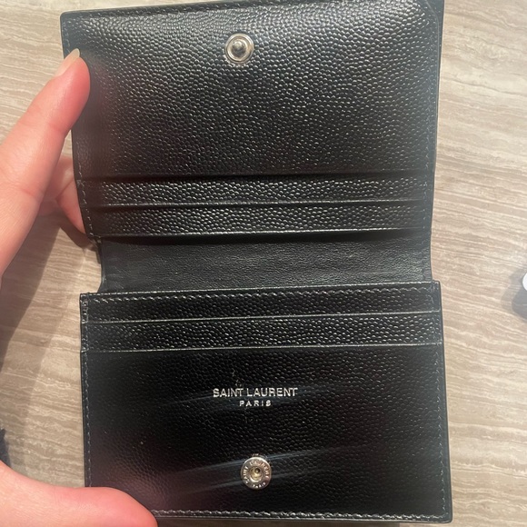 Saint Laurent Quilted Black Wallet with Silver YSL Emblem - Picture 2 of 8
